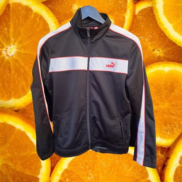 Puma Black with White Stripe Track Jacket Size Large - Picture 3 of 8